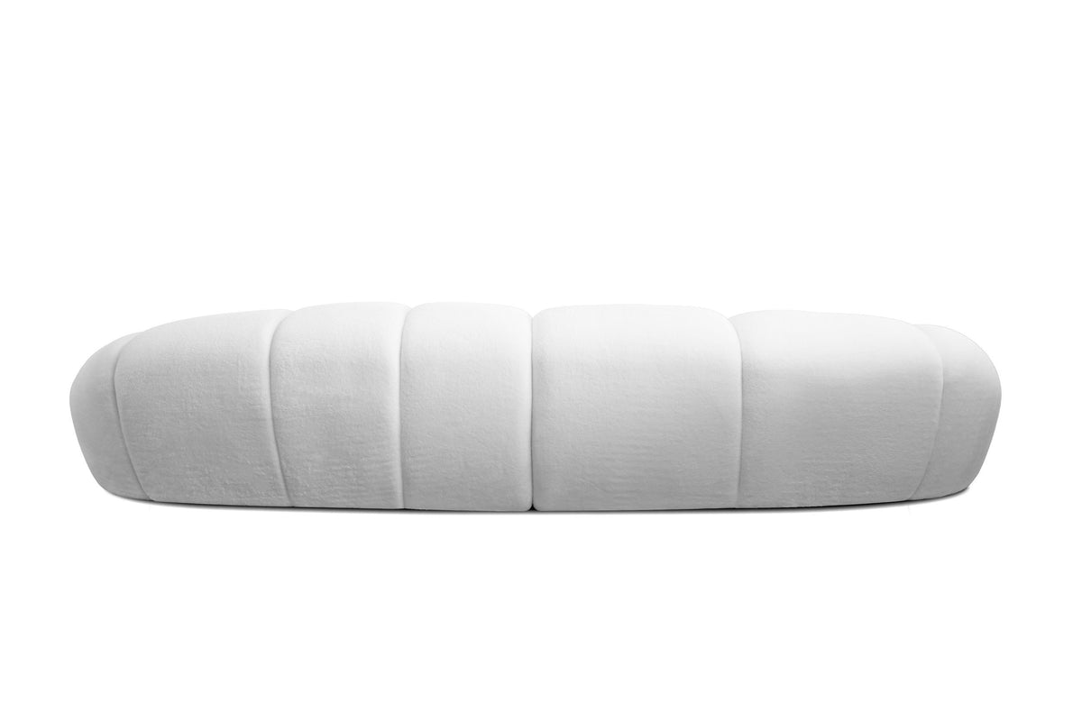 Cirro Sofa in Polar White, back view on white