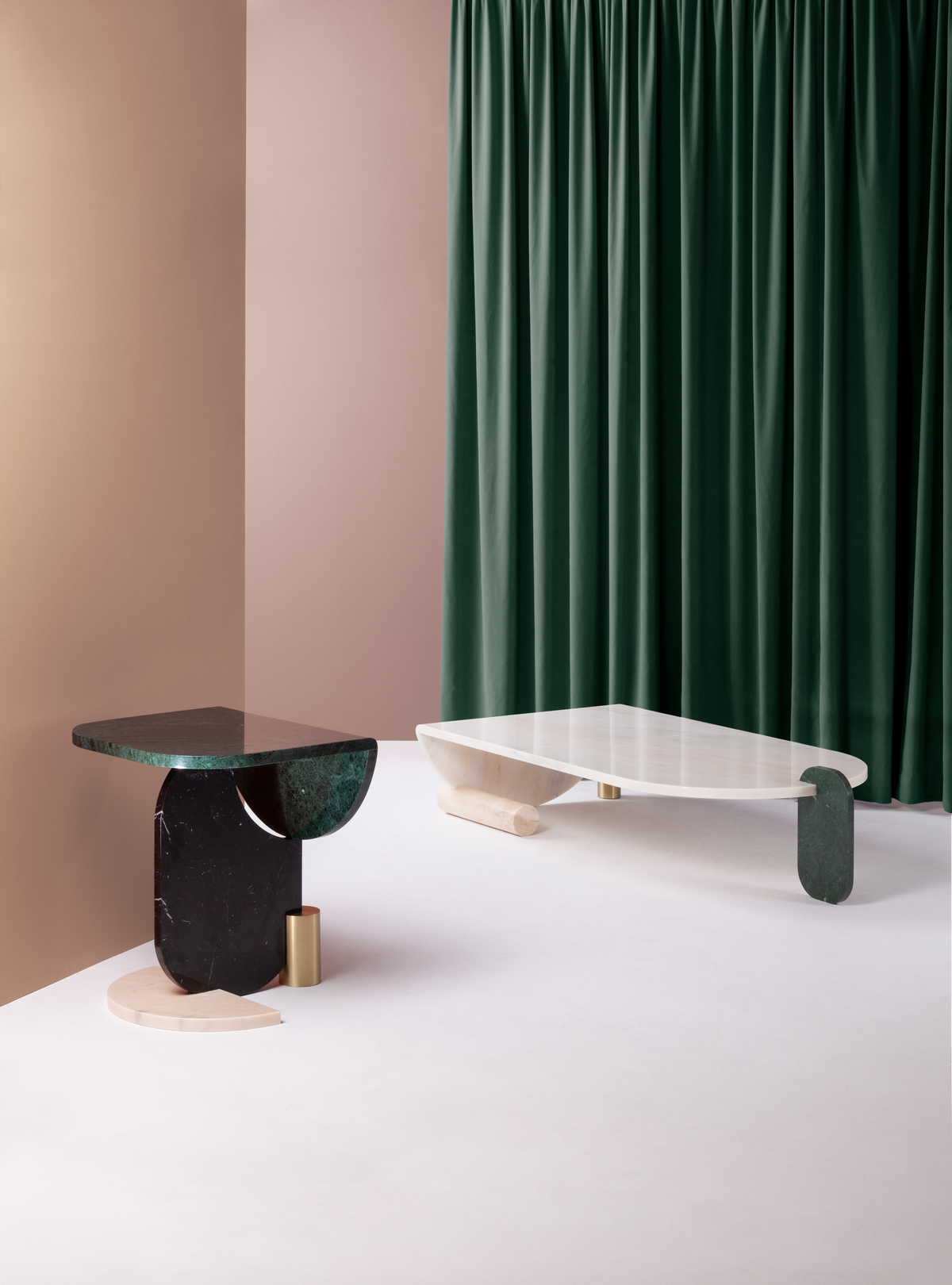 Playing Games Side Table with matching center table in a pink room