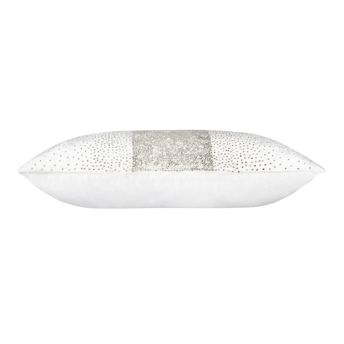 Crystal Pillow in Ivory with beaded centre band, side profile