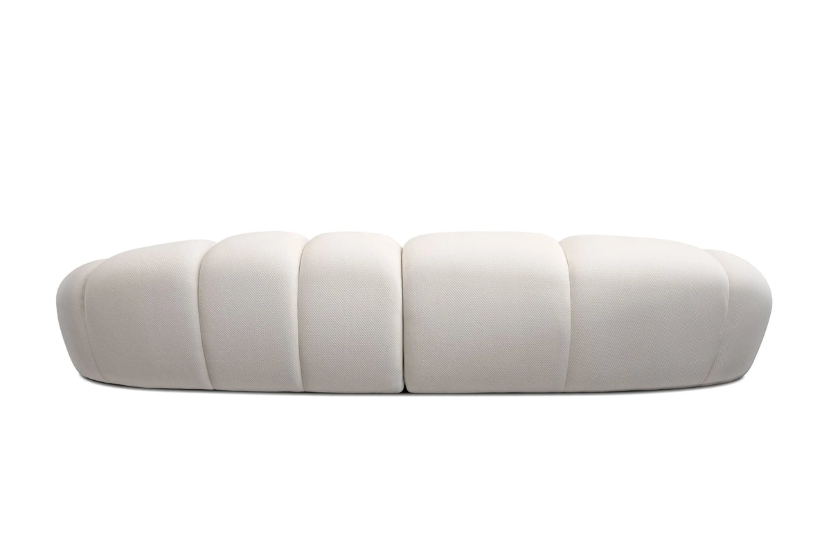 Cirro Sofa in Buttermilk, back view on white