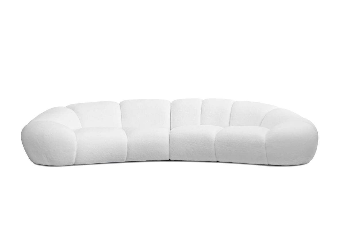 Cirro Sofa in Polar White, front view on white