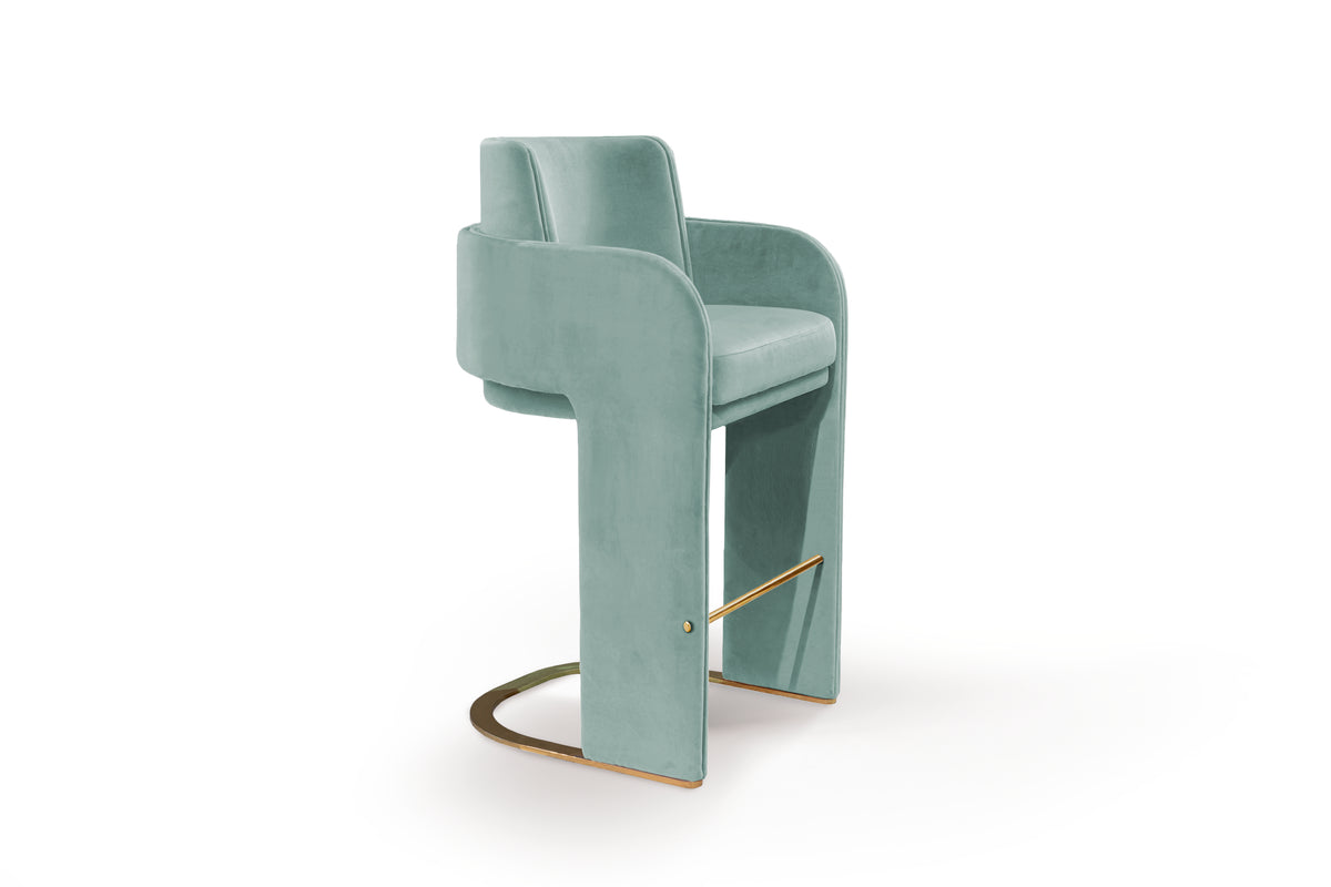 Odisseia Counter Stool in seafoam green on a white background