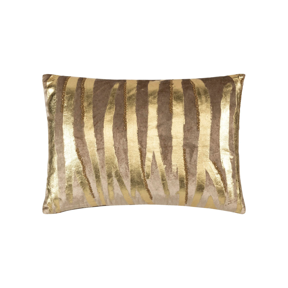Adele Velvet Pillow in stone and gold