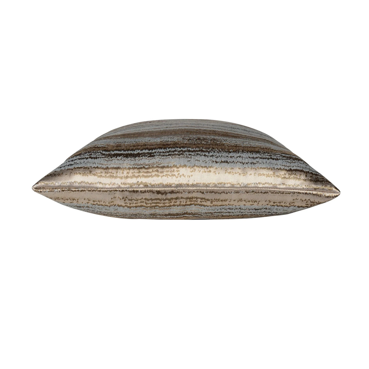 Allure Aqua and Silver Pillow with striated stripes, side view
