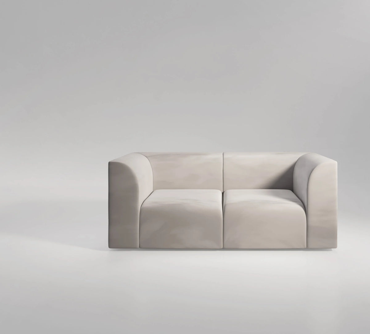 Archi Sofa two-seat version in light grey velvet