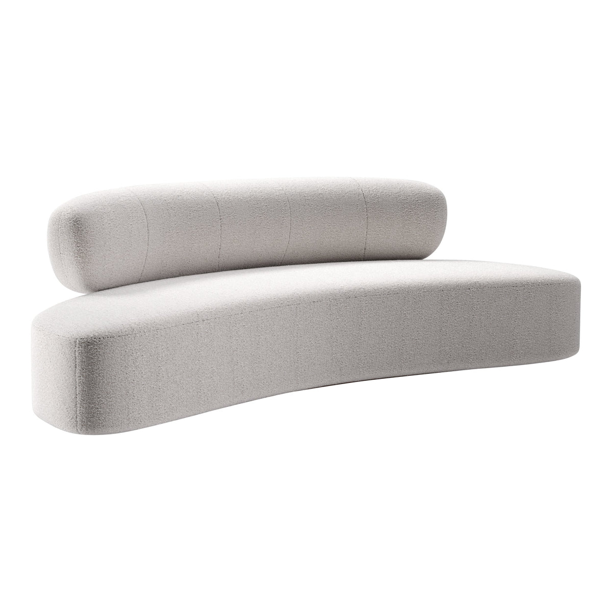 Asawa Sofa in light grey fabric with curved bolster back, front view