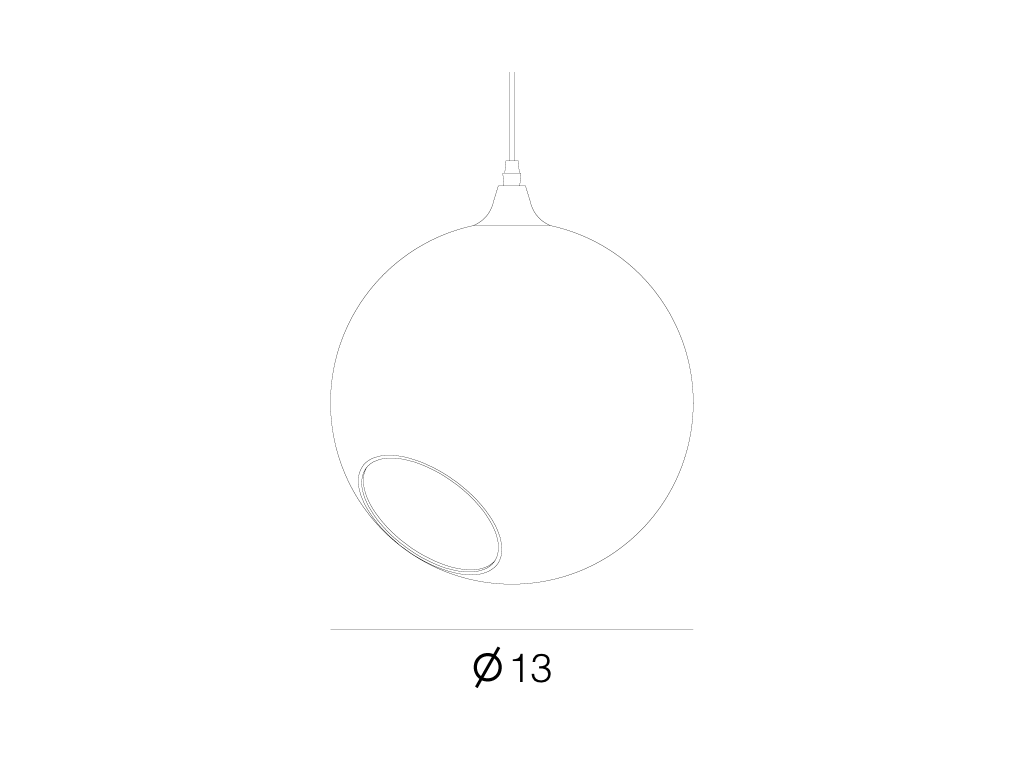 Ballroom XL Amber Pendant Light dimension drawing: Ø13
