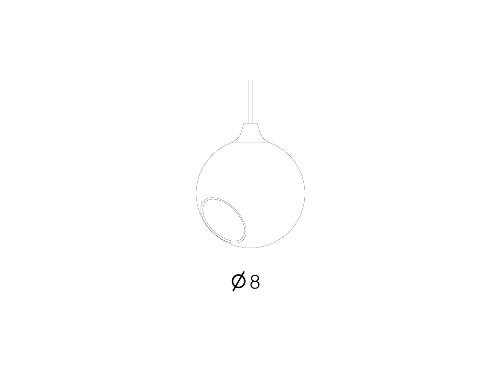 Ballroom Pendant Light regular outline drawing with Ø8 measurement