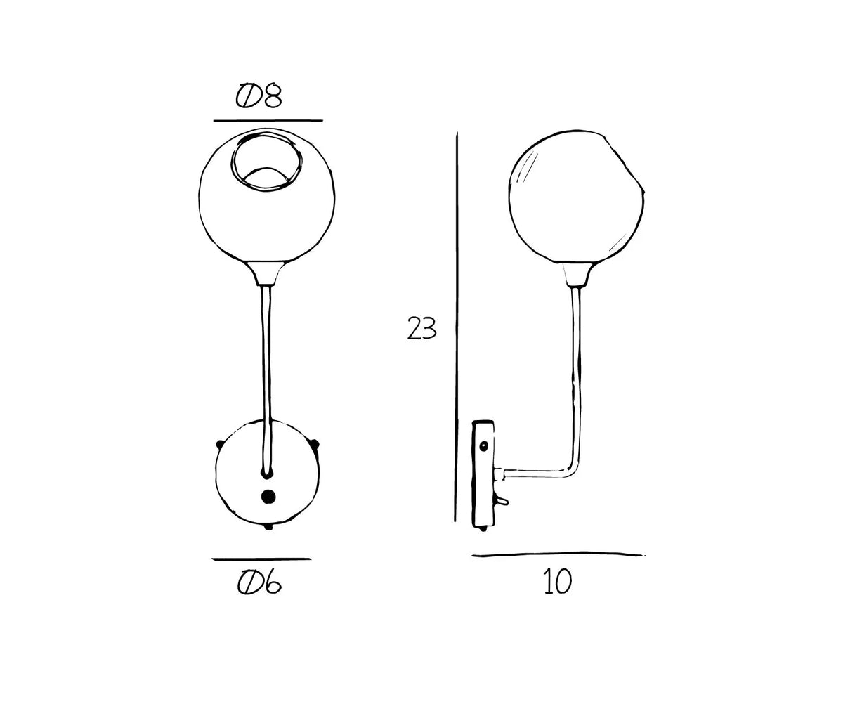 Ballroom Tall Sconce dimensions drawing with measurements
