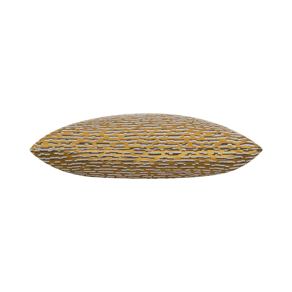 Golden Glam Pillow in gold and charcoal pattern, side view