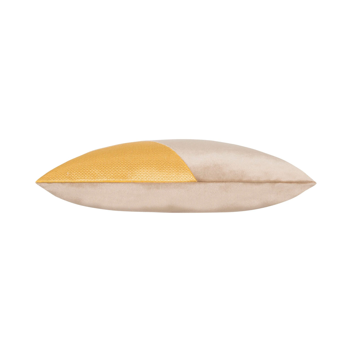 Coco Stone Gold Pillow in two-tone gold and stone, side view
