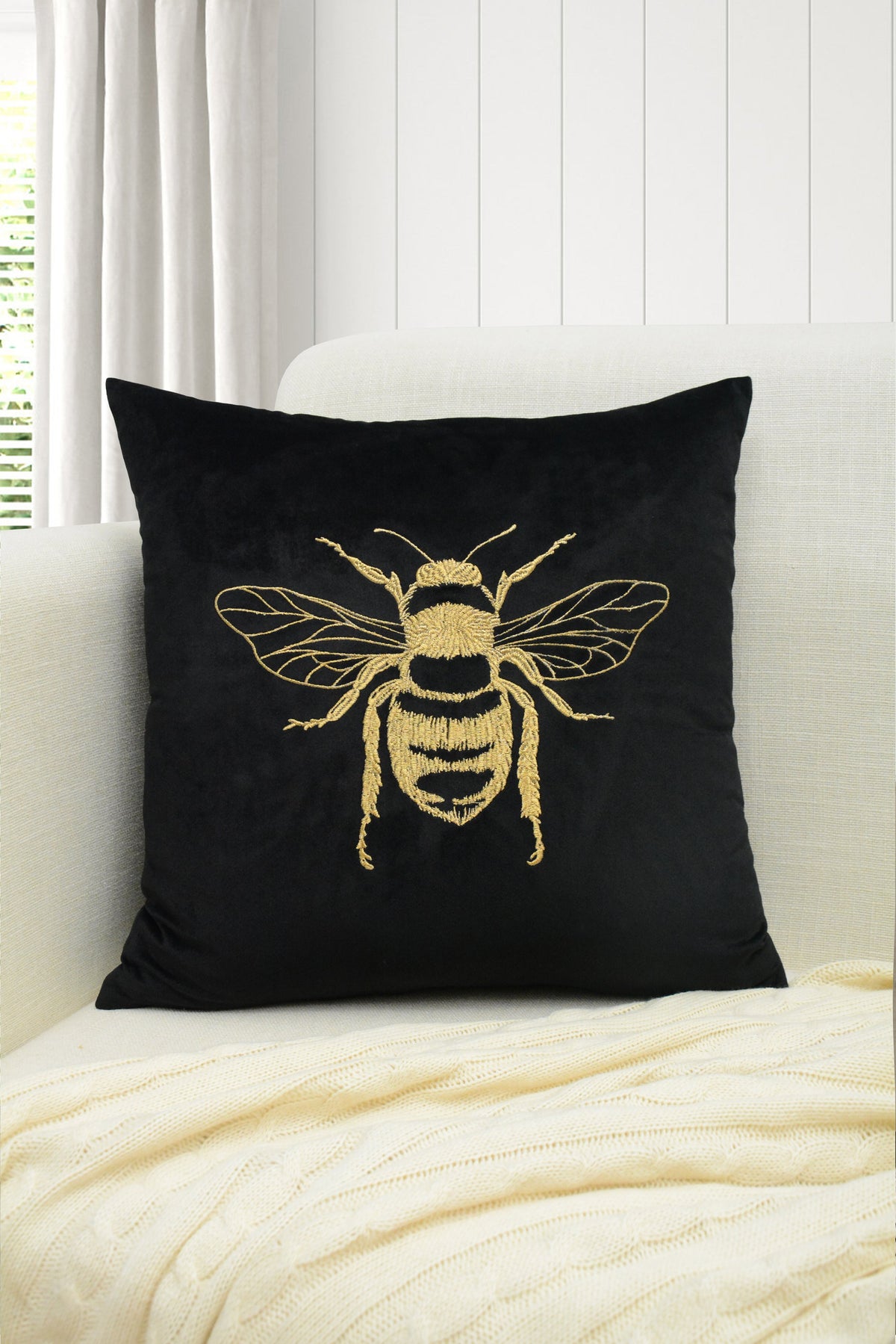 Black and Gold Bee Pillow by Maison Burgos