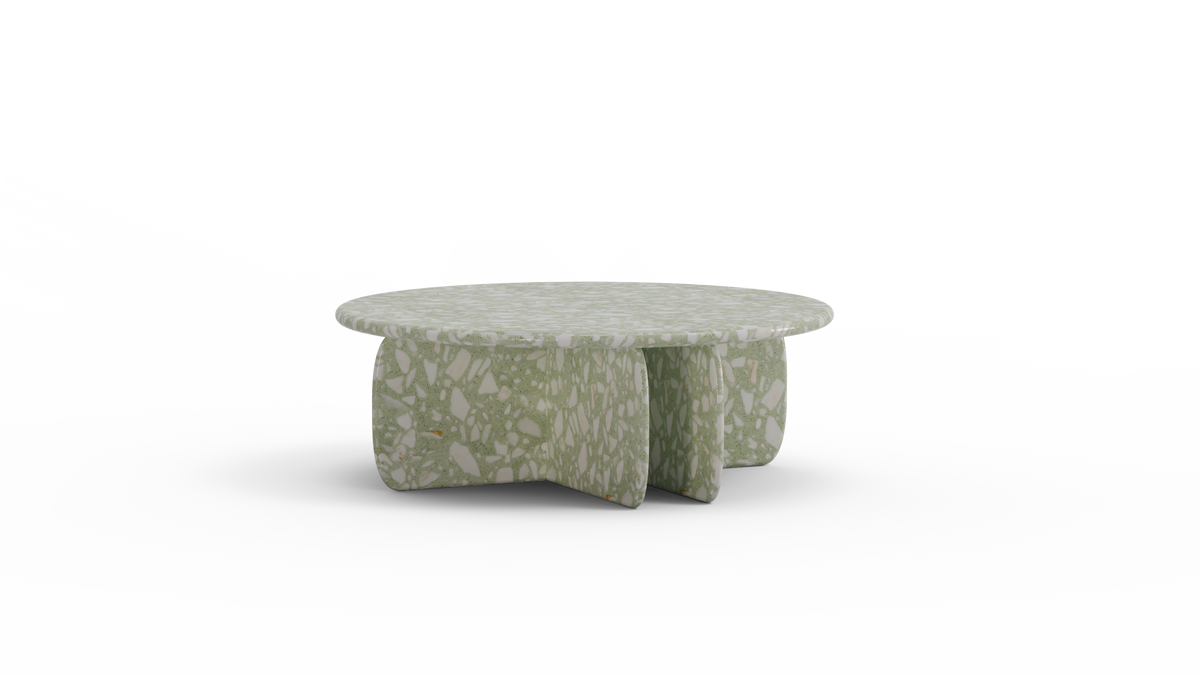 Catus Coffee Table - Outdoor in Terrazzo Sage, three-quarter view