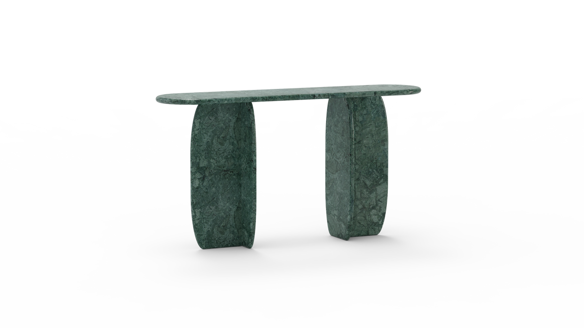 Catus Marble Console Table in Green Guatemala marble