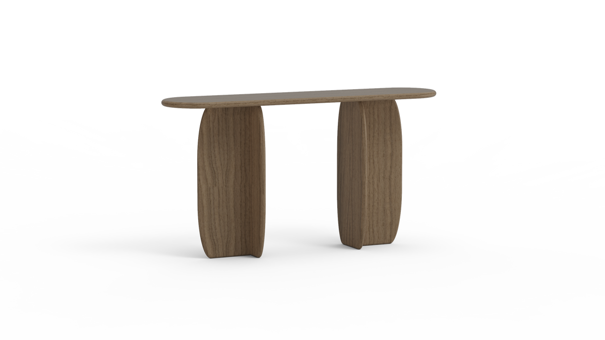 Catus Wood Console Table in Natural Walnut, front view