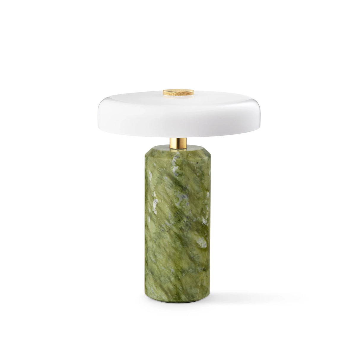 Trip Table Lamp in Apple and Opal: green marble base with white opal shade