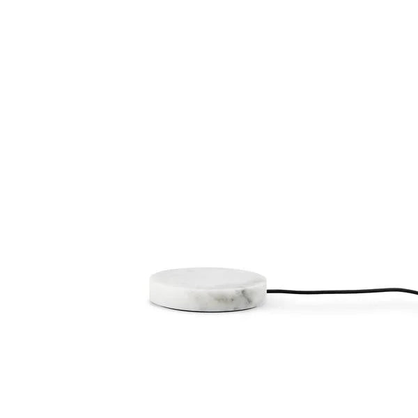 Trip 2 Table Lamp white Carrara marble wireless charging base with black cord