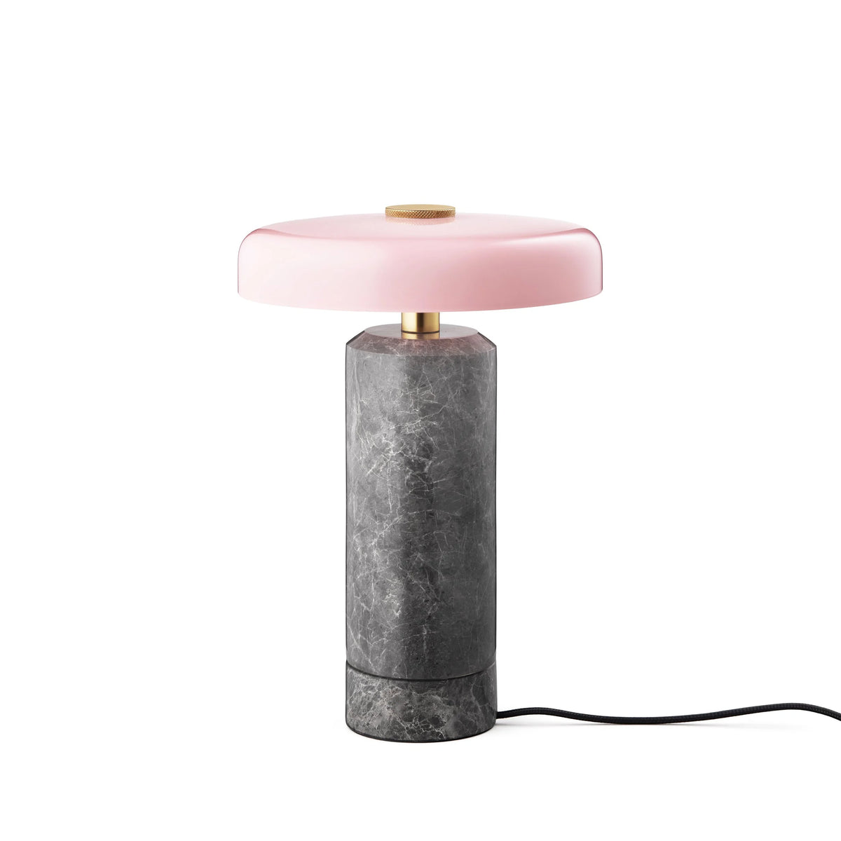 Trip Table Lamp – Silver | Rose with charging cable attached