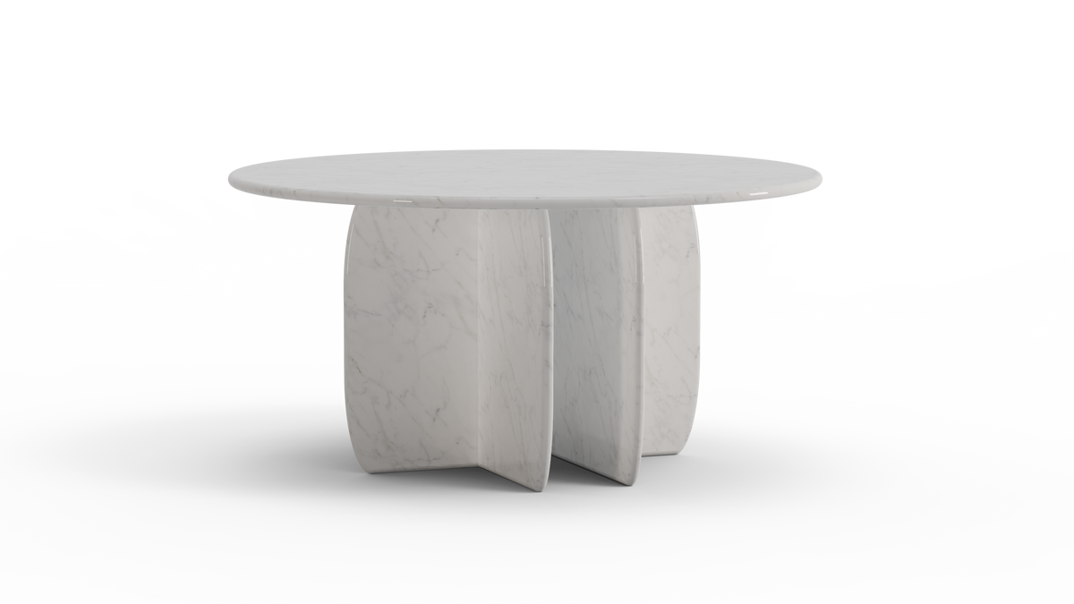 Catus Dining Table - Outdoor in Estremoz white marble, front view