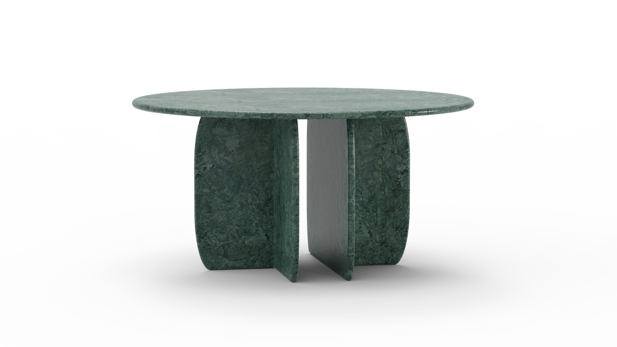 Catus Dining Table - Outdoor in green Guatemala marble, side view