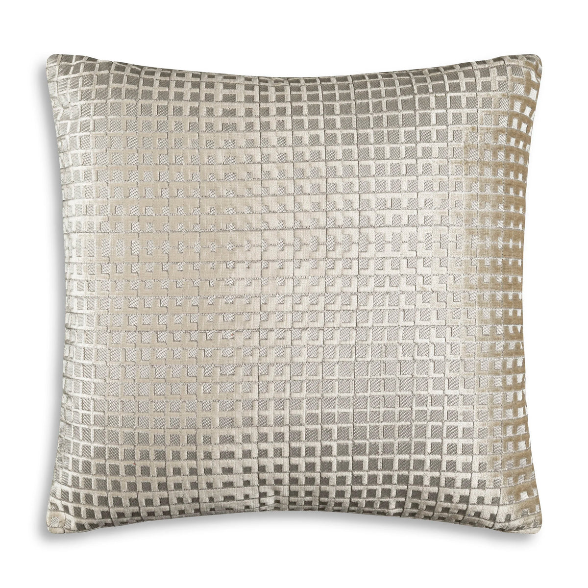 Elly Gold Pillow in Grey with gold grid, front view