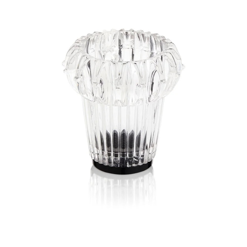 New Wave Eyeball Regular in clear ribbed glass with Black base