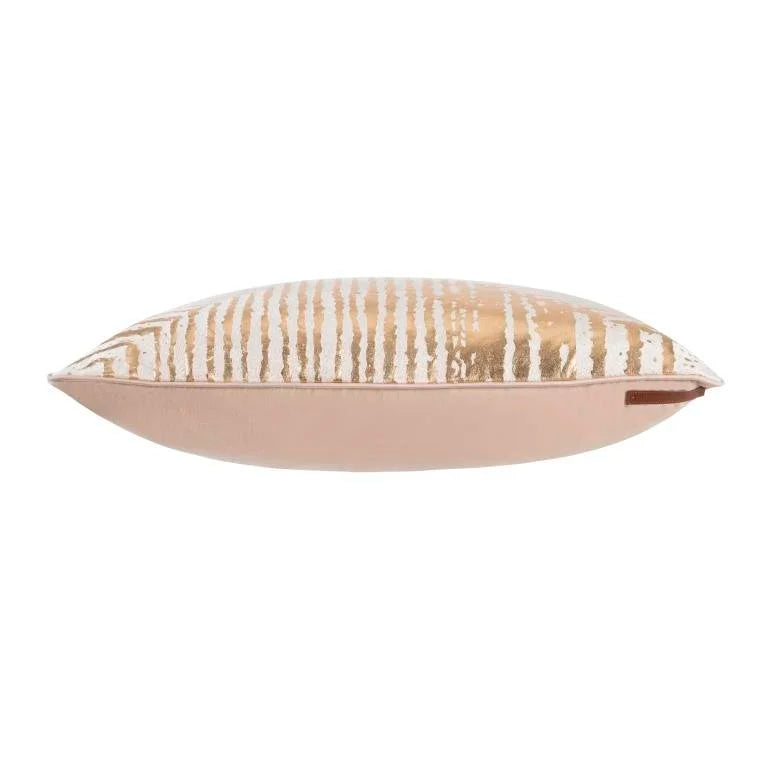 Fes Natural Pillow side profile in blush with metallic stripe pattern