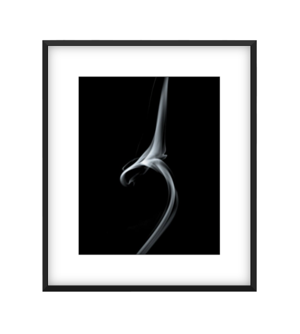 Calumet 2 black-and-white photograph of a curl of smoke in a black frame