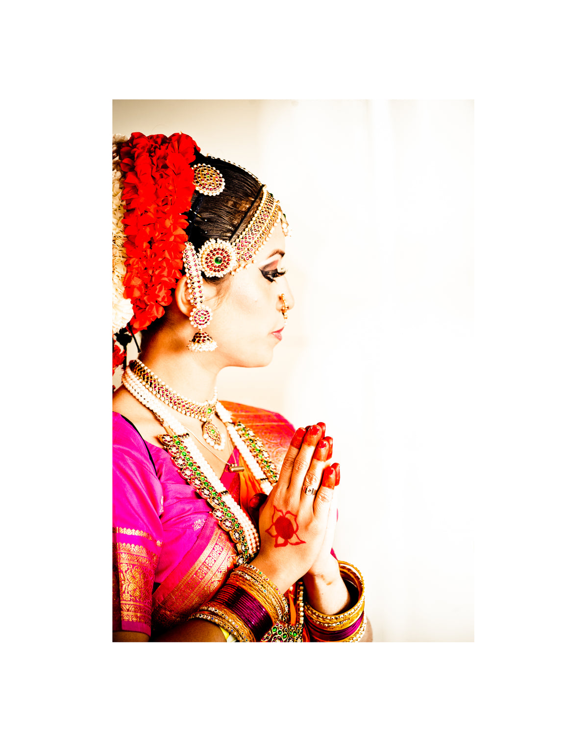 Namaste Red photographic print in Acrylic frame