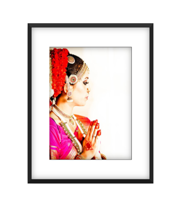 Namaste Red photographic print in Black frame