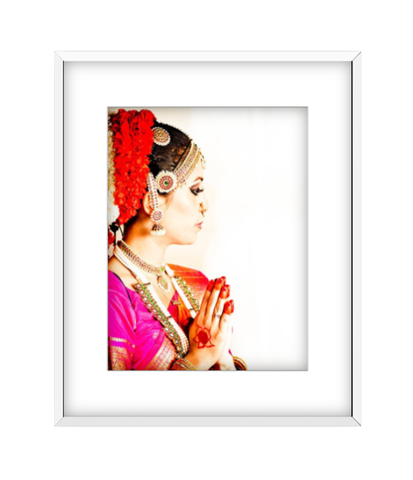 Namaste Red photographic print in White frame