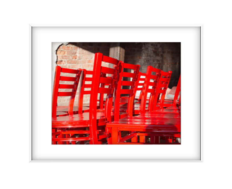 Red Chairs in White frame