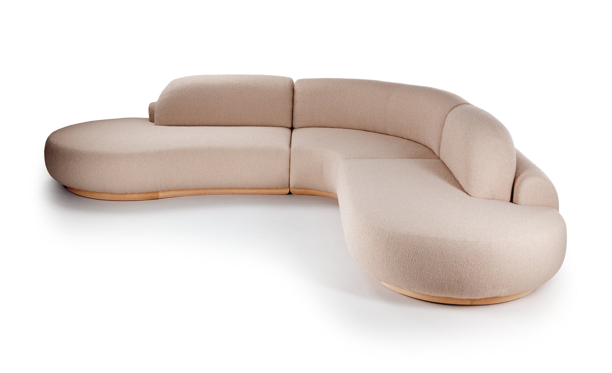 Naked Curved Sectional Sofa 3 Piece in blush by Maison Burgos