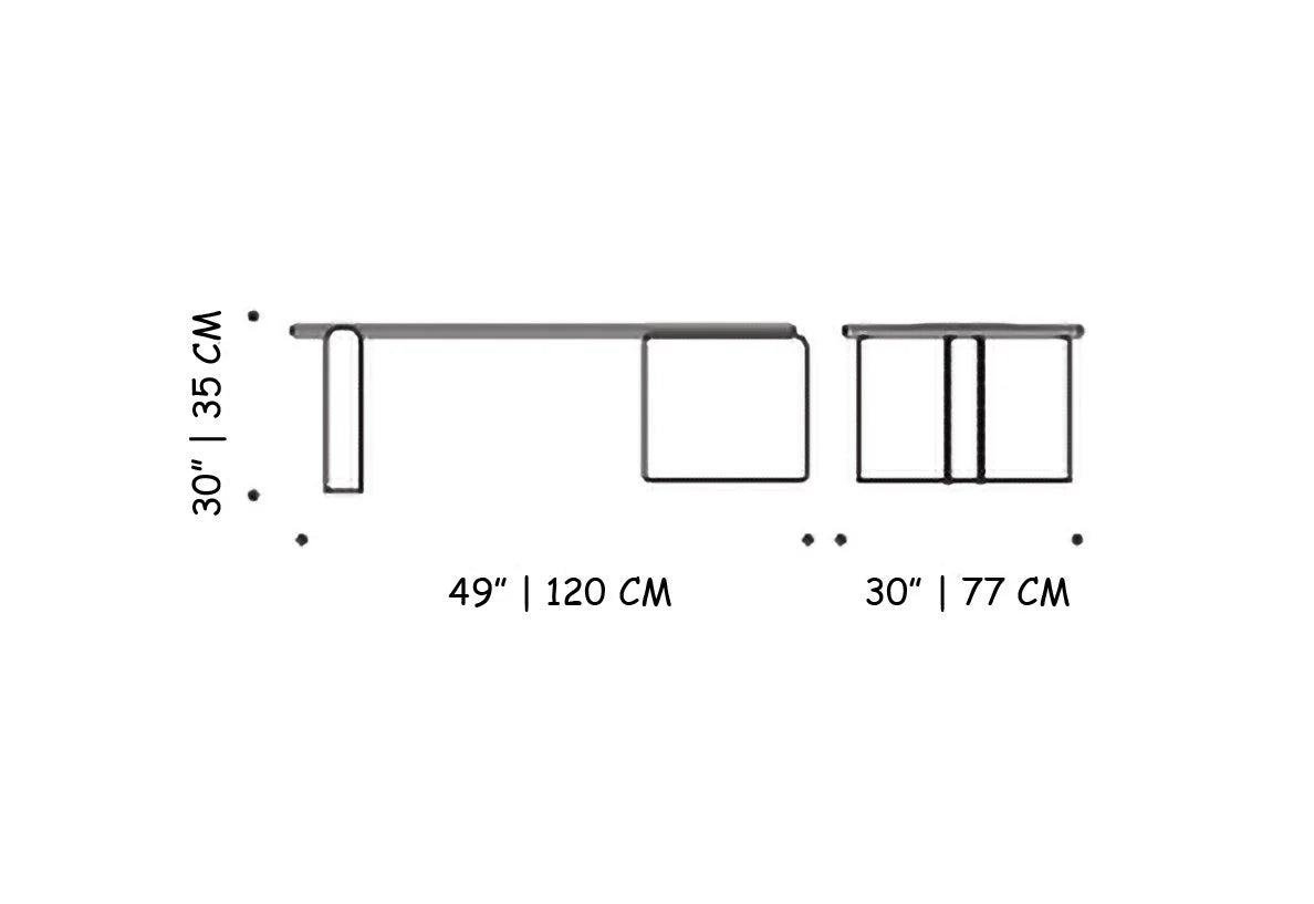 Jean Coffee Table dimensions drawing with measurements