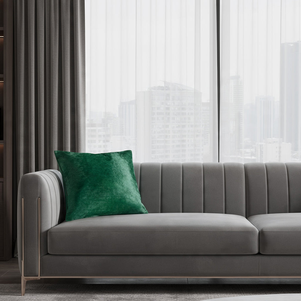 Lagos Green Hide Pillow styled on a sofa