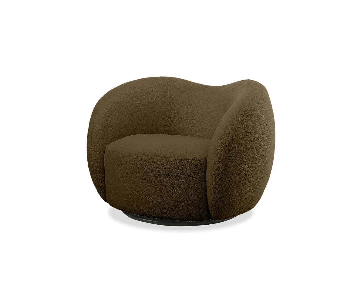 Dune Swivel Lounge Chair in Army Teddy