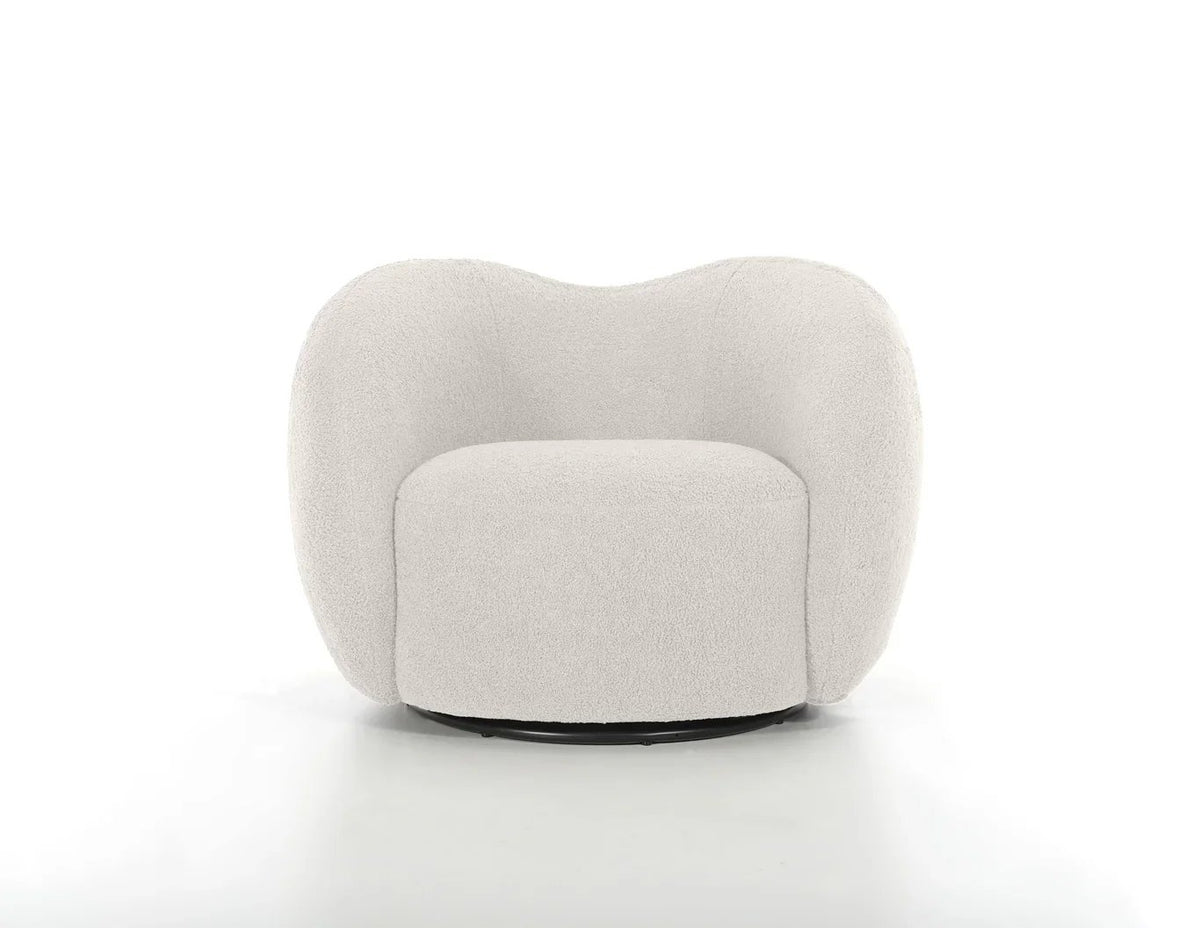Dune Swivel Lounge Chair in Cream Teddy, front view