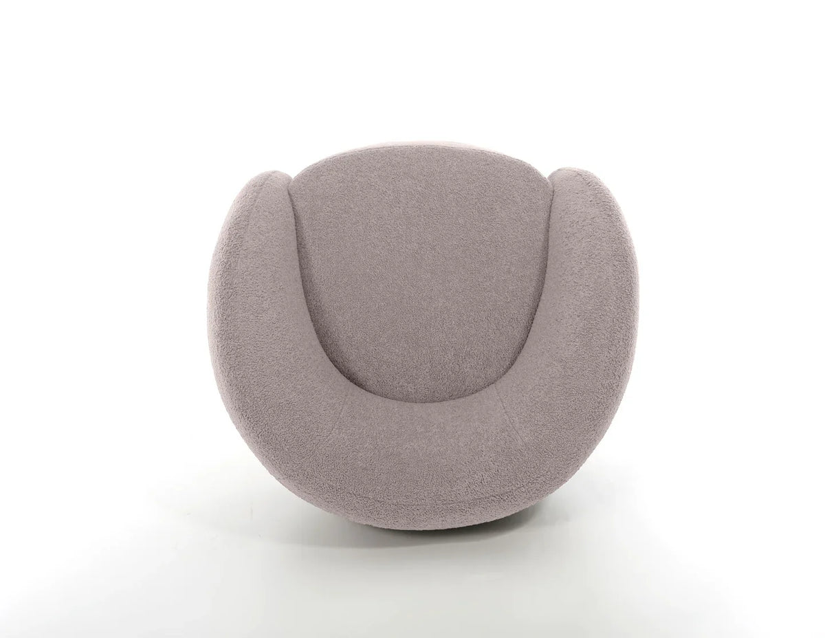 Dune Swivel Lounge Chair in Dusty Rose, three-quarter top view