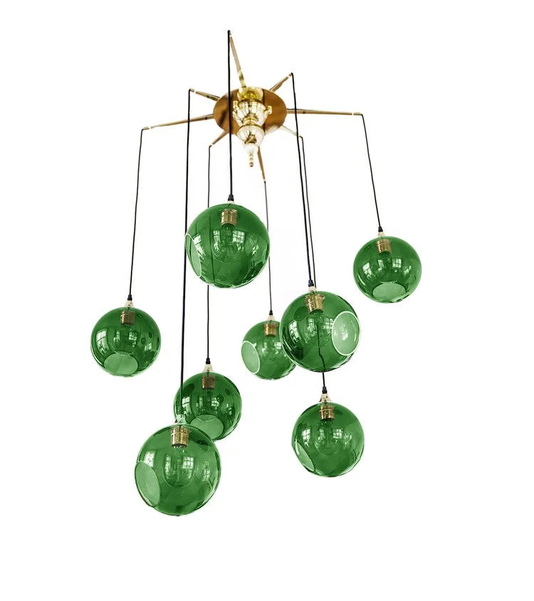 Flash Your Lamps Chandelier Light with army green glass globes