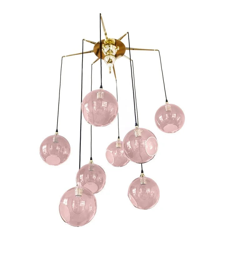 Flash Your Lamps Chandelier Light with pink glass globes