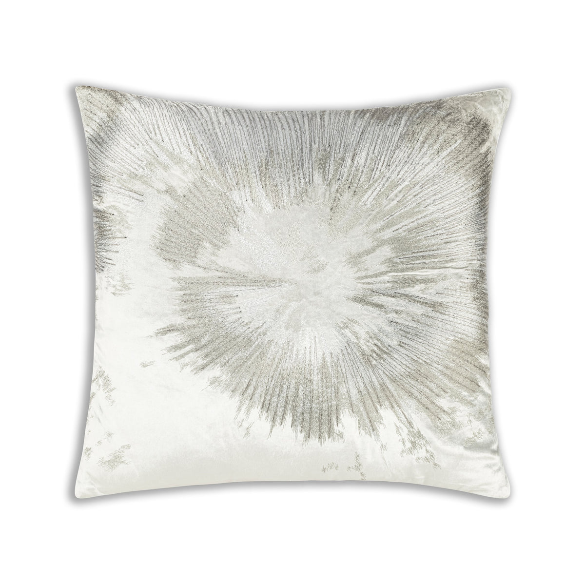 Mira Starburst Pillow in Ivory Velvet with silver beaded starburst, front view