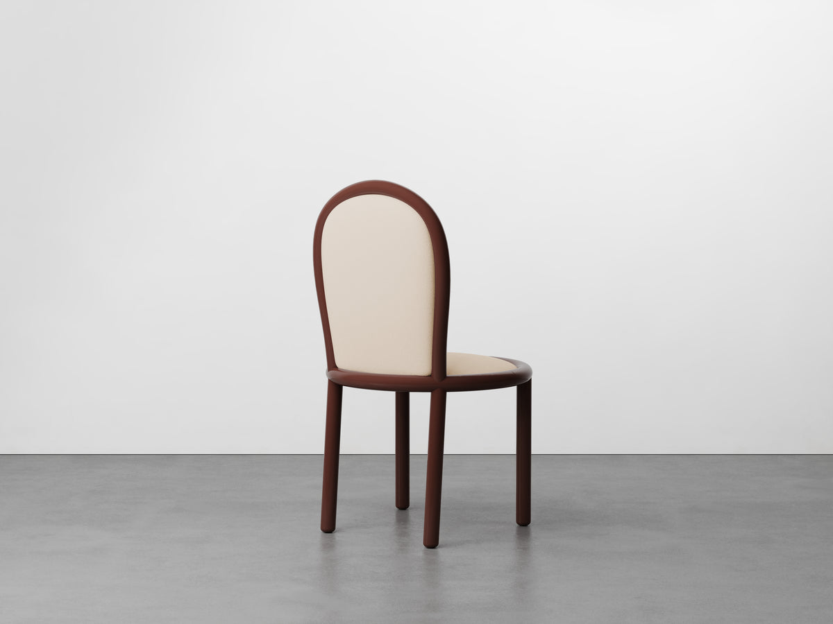 Masa Dining Chair with dark brown frame and cream upholstery, front view