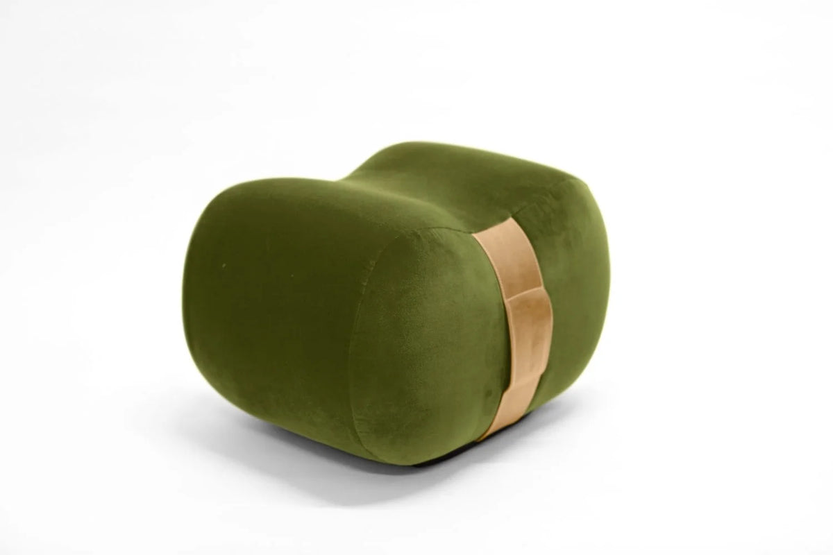 Milo bean ottoman Avocado Umber Velvet side