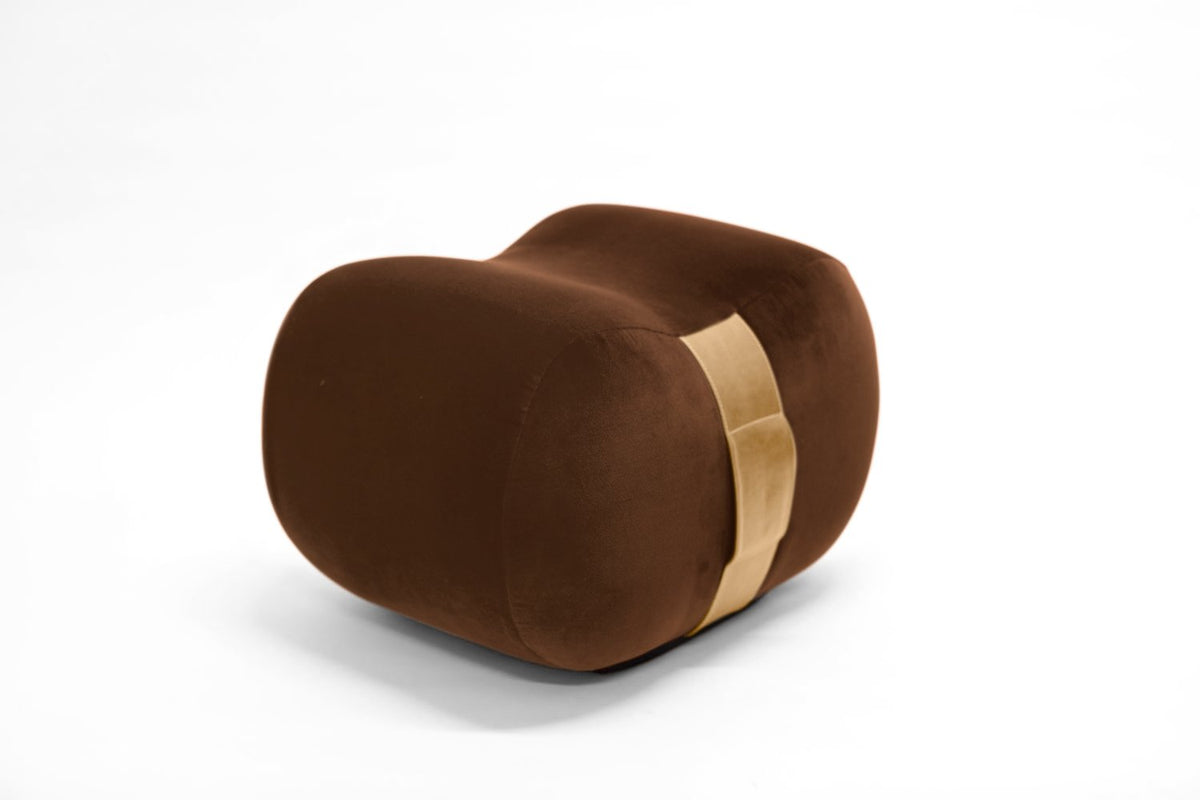 Milo bean ottoman Terra Cotta Umber Velvet side