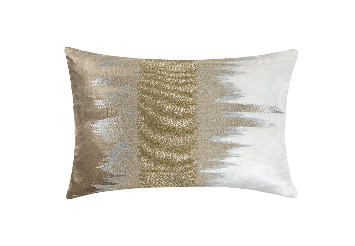 Mira Pillow in Ivory, 14"x20" lumbar with gold beaded centre band