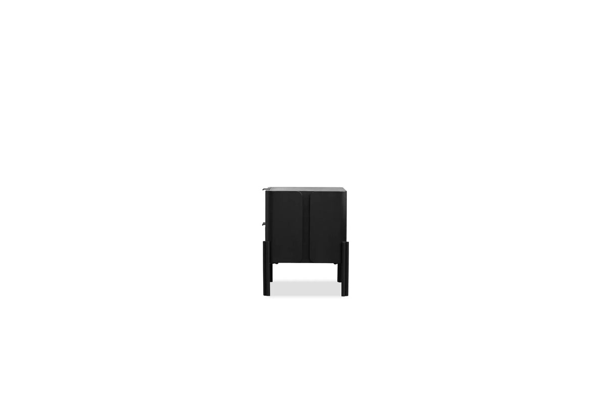Nori Night Table in Blackened Oak, side view