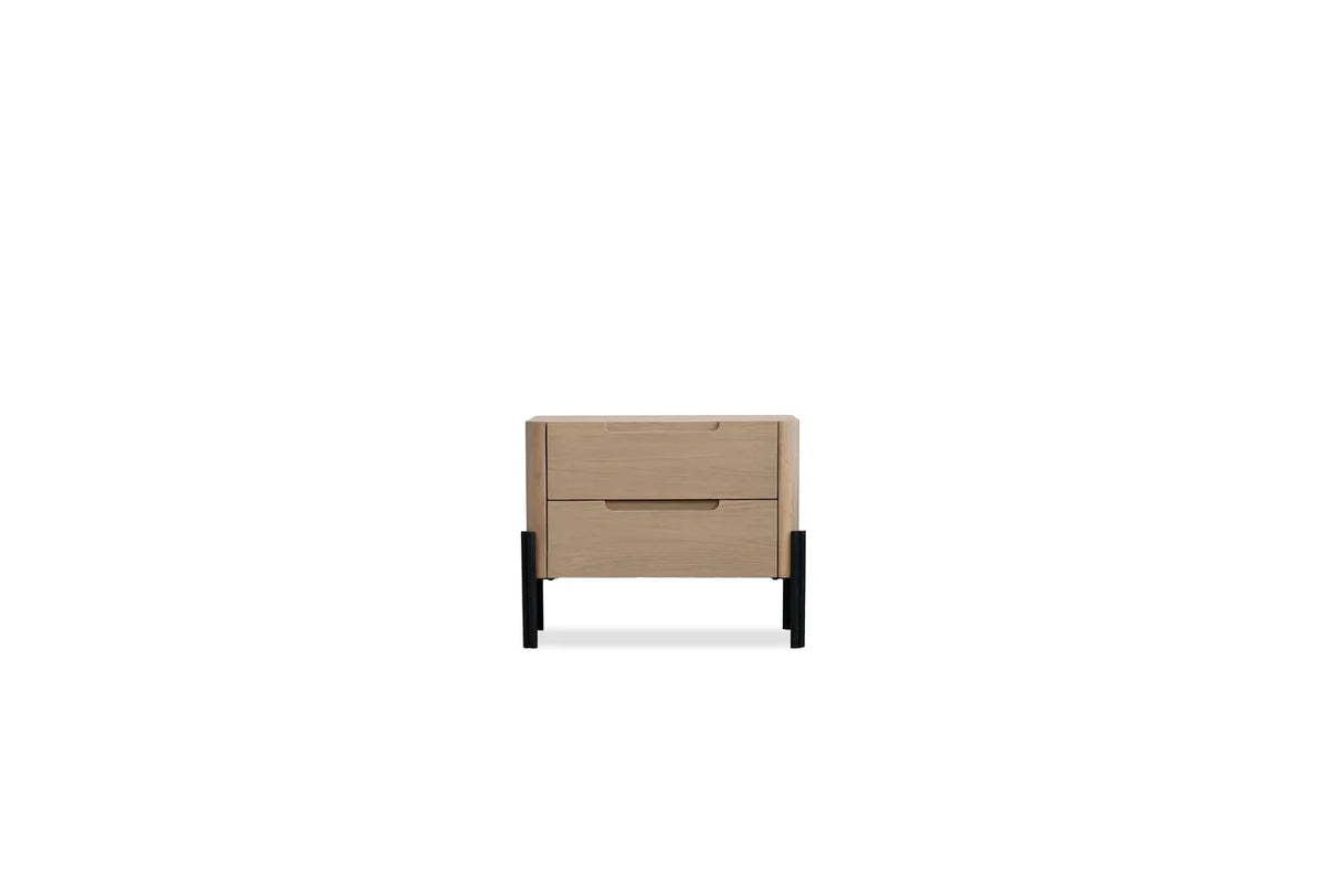 Nori Night Table front view with two drawers