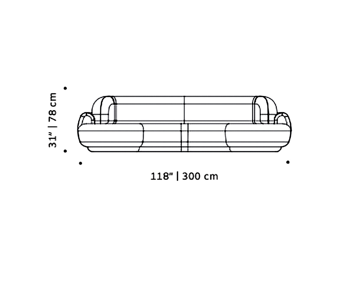 Naked Round Sofa Large dimension drawing: 118" | 300 cm wide, 31" | 78 cm high