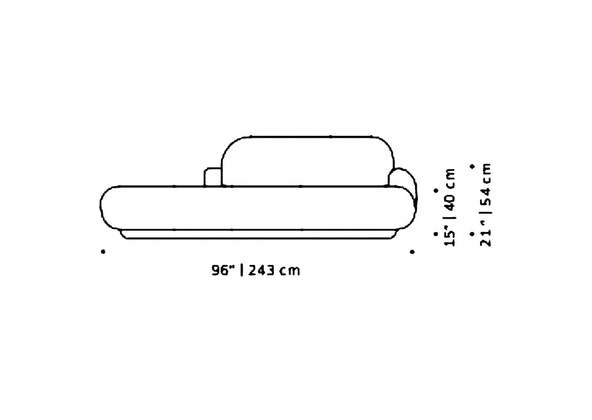 Naked Curved Sofa Single, side view