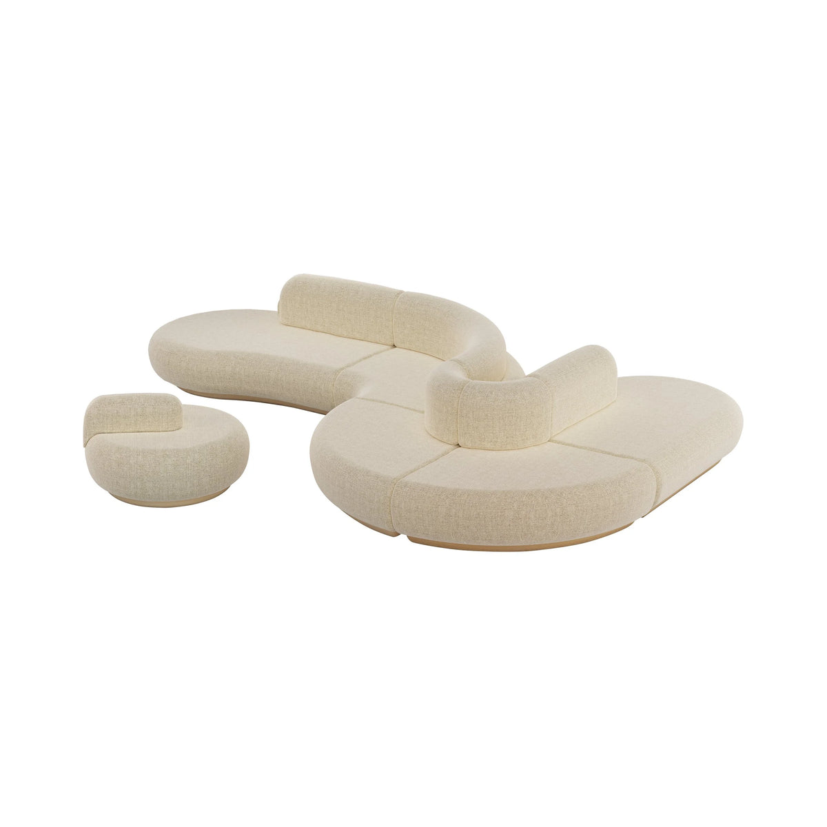 Naked Curved Sectional Sofa 5 Piece + 1 Pouf by Maison Burgos